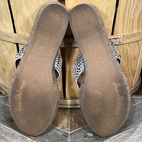 Sam Edelman Romy Metallic Snakeskin Leather Cork Wedge Thong Sandal Women Size 8 - Picture 10 of 11